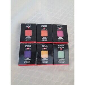 Lot (6) Make Up Forever Artist Color Eye Shadow Refills .08 Oz Red Green Yellow